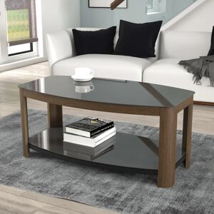 Ivy Bronx 1M Walnut And Black Glass Coffee Table black/brown 45.0 H x 100.0 W x 55.0 D cm