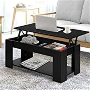 Ebern Designs Coffee Table With Storage, Lift Up Coffee Table For Living Room, Wooden Black Coffee Table With 1 Shelf Large Hidden Storage Rectangular Lift-Top Sofa black 45.0 H x 100.0 W x 50.0 D cm