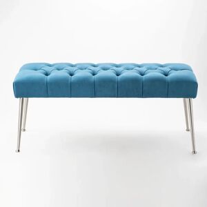 Canora Grey Mikaia Upholstered Bench blue 40.0 H x 100.0 W x 40.0 D cm