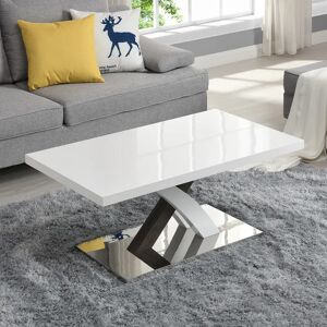 Latitude Run Plattsburgh Cross Legs Coffee Table brown/gray/white 45.0 H x 100.0 W x 60.0 D cm