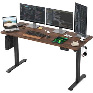 17 Stories 140cm Electric Height Adjustable Home Office Standing Desk Rustic Brown/Black 120cm H X 140cm W X 60cm D