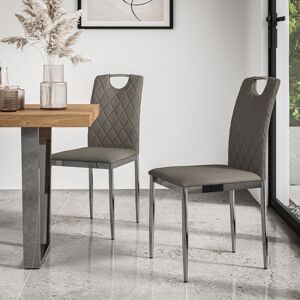 George Oliver Monza Fabric Dining Chair Modern Padded Seat Metal Legs Kitchen Chrome/Grey Velvet 36.2cm H X 17.9cm W X 22.8cm D