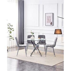 Fairmont Park Dining Table and 4 Chairs Rectangle Table 4 Velvet Chairs Dining Set Grey 4