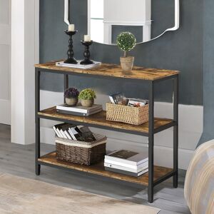 17 Stories Naiana 3 Tier 101Cm Console Table Rustic Brown with Storage Shelves Entryway Hallway Living Room Brown 80cm H X 101cm W X 35cm D