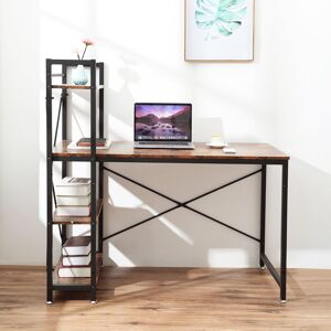 Borough Wharf PC Table Study Computer Desk Unit Home Office Workstation Corner Shelve 4 Tier Brown 122cm H X 120cm W X 60cm D