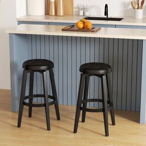 George Oliver Set Of 2 Bar Stools Kitchen Upholstered Chair 360 Swivel Pub Stool White 76cm
