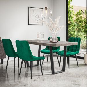 George Oliver Aria Dining Table And Chairs - Table Top w Legs + Nova Velvet Dining Chair Set Of 6 Grey/Black/Green 6