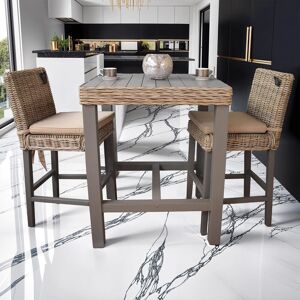 17 Stories Aliyaha 2 - Person Bar Table + 2 Stools Dining Set Black 2