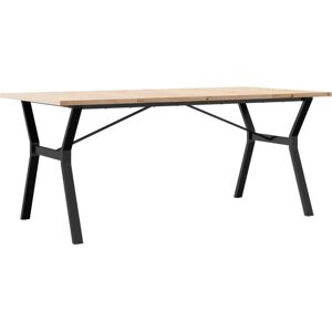 DEvidaxl vidaXL Dining Table Y-Frame Solid Wood Pine and Steel Brown 75.5cm H x 180cm L x 90cm W
