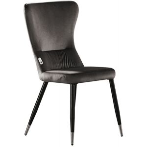 Canora Grey Hartshorne Velvet Dining Chair - Ergonomic Curved Back with Metal Legs - Side Chair for Dining Room Kitchen Living Room - Single Dark Grey/Black/Silver 94cm H X 56cm W X 45cm D