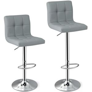 Latitude Run Set Of 2 Bar Stool PU Leather Armless Dining Chairs 360 Swivel & Height Adjustable Seat Grey 50cm W X 43cm D