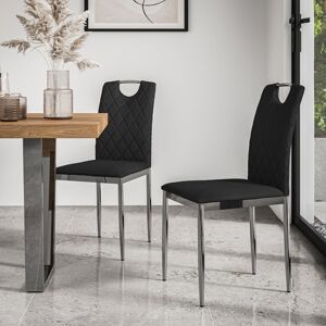 George Oliver Monza Fabric Dining Chair Modern Padded Seat Metal Legs Kitchen Black Velvet/Chrome 36.2cm H X 17.9cm W X 22.8cm D