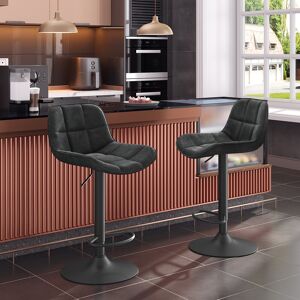 George Oliver Set Of 2 Bar Stools, Height-Adjustable, 360° Rotatable, Bar Chair With Backrest, Footrest, Upholstered Stool With Faux Leather, Ergonomic Stool In Bar Athracite 41cm W X 41cm D