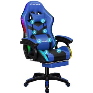 ELFORDSON Adjustable Reclining Faux Leather Swiveling PC & Racing Game Chair Blue 127cm H X 68cm W X 68cm D