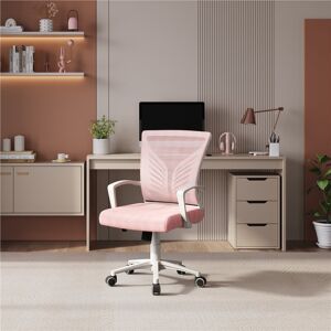 Yaheetech Mesh Office Chair With Butterfly-Inspired Lumbar Support Pink 59cm W X 59cm D