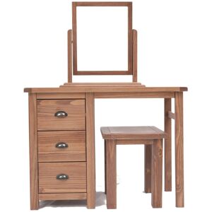 Marlow Home Co. Roden Dressing Table Set with Mirror Brown 128cm H X 100cm W X 40cm D