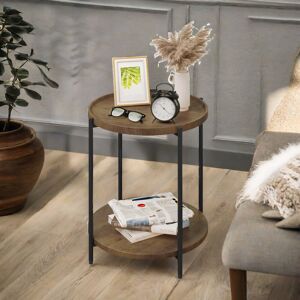 Borough Wharf Zyana 2 Tier Wooden End Table Side Table Industrial Rustic Brown Living Room Furniture Black;Brown 50cm H X 38cm W X 38cm D