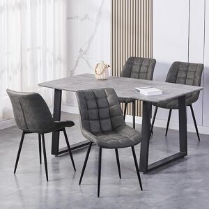 George Oliver Set of 2 Suede Effect Dining Chairs Plush Padded Upholstered Accent Chair Grey 85cm H X 44cm W X 43cm D