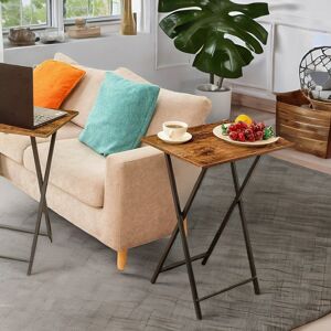 Borough Wharf Chidera Rustic Wooden 2 Piece Side Table Set Folding Living Room Home Furniture Black;Brown 66.5cm H X 48cm W X 36cm D