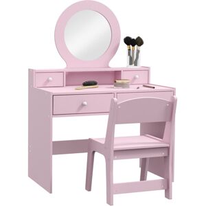 Harriet Bee Chicora Dressing Table with Mirror Pink 98cm H X 70cm W X 40cm D