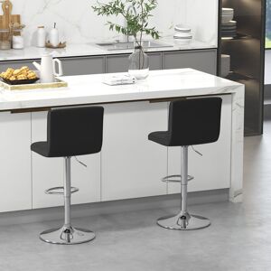 Latitude Run Set Of 2 Bar Stool PU Leather Armless Dining Chairs 360 Swivel & Height Adjustable Seat Black 50cm W X 43cm D
