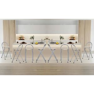 Metro Modern Folding Bar Stools, Compact Kitchen Foldable Bar Stools With Backrest (Silver) Beech 8