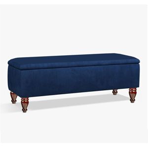 R&M Furnishers Lisbon Ottoman Bench with Storage, End of Bed Bench, Rectangle Coffee Table, Upholstered Footstools Sapphire Blue 45cm H x 150cm W x 40cm D