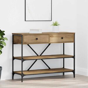 Borough Wharf Console Table With Drawer With Shelf Old Wood Engineered Wood Artisan Oak 75cm H x 100cm W x 34.5cm D