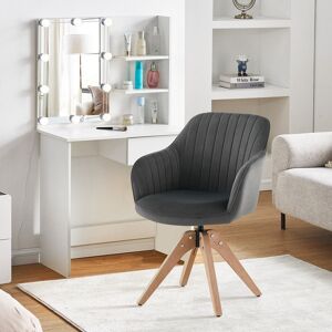 George Oliver 360° Swivel Dining Chairs, 1Er Set Velvet Upholstered Accent Chair,Beige Velvet/Grey 120