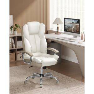 17 Stories Executive Office Chair, Desk Chair, Gaming Chair with Armrests, Computer Chair, Adjustable Height White/White Wood 70cm W X 70cm D