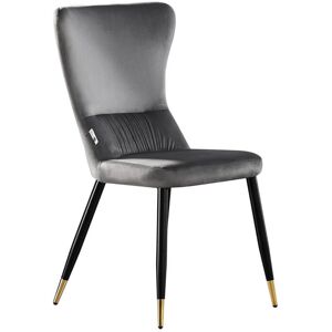 Canora Grey Hartshorne Velvet Dining Chair - Ergonomic Curved Back with Metal Legs - Side Chair for Dining Room Kitchen Living Room - Single Grey/Black/Gold 94cm H X 56cm W X 45cm D