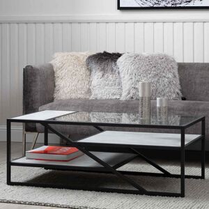 Brayden Studio 120cm Coffee Table for Living Room Furniture, 3 Tier Metal Centre Table in Black Finish Clear 45.00cm H X 120cm W X 60.00cm D