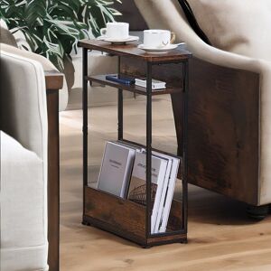 Borough Wharf Alewine 3 Tier End Table Side Table Industrial Rustic Brown Living Room Bedroom Furniture Black;Brown 62.5cm H X 46cm W X 18cm D