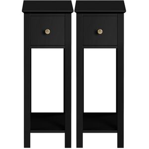 Yaheetech Bedside Table Storage Bedroom Nightstand Wooden Side Table Black 70cm H X 25cm W X 25cm D