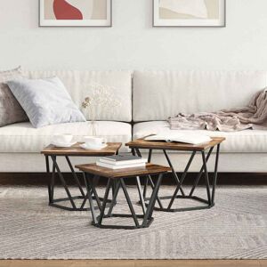 Borough Wharf Side Table Set Brown 40cm H X 50cm W X 50cm D