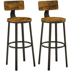 Rio Set Of 2 Tall Bar Chairs With Backrest Brown 99cm H X 46.5cm W X 46.5cm D