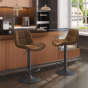 George Oliver Set Of 2 Bar Stools, Height-Adjustable, 360° Rotatable, Bar Chair With Backrest, Footrest, Upholstered Stool With Faux Leather, Ergonomic Stool In Bar Dark Brown 41cm W X 41cm D