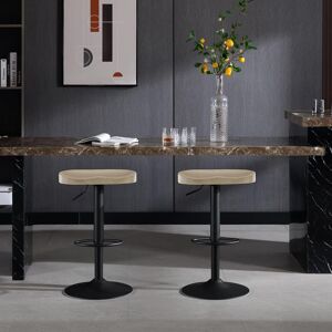 17 Stories Set of 2 bar stools, height -adjustable swivel stool, with saddle seat, footrest, swivel stool made of solid wood, kitchen stool, make -up stool, work Light wood look 41.5cm W X 41cm D
