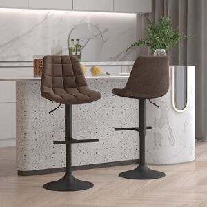 George Oliver Height Adjustable Bar Stools Set Of 2 360°Swivel Upholstered Bar Chairs 43cm W X 53cm D