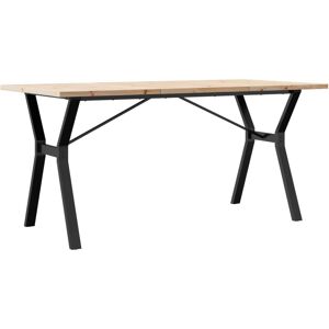 DEvidaxl vidaXL Dining Table Y-Frame Solid Wood Pine and Steel Brown 75.5cm H x 160cm L x 80cm W