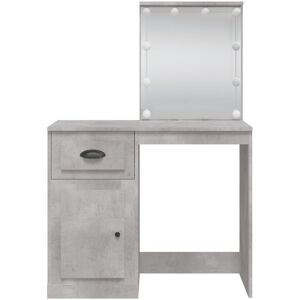 Vidaxl Dressing Table With LED Lights White 90X42x132.5 Cm Concrete Grey 132.5cm H X 228.6cm W X 42cm D