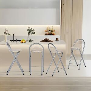 Metro Modern Folding Bar Stools, Compact Kitchen Foldable Bar Stools With Backrest (Silver) Beech 4