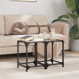 Borough Wharf Coffee Tables With Transparent Glass Top 2 Pcs 30X30x40 Cm Steel Transparent 40cm H x 30cm L x 30cm W
