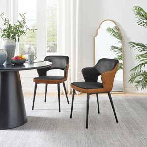Latitude Run Alcea Modern Design Dining Chair - Luxury Faux Leather Upholstered Armchair Black 80cm H X 52cm W X 56cm D
