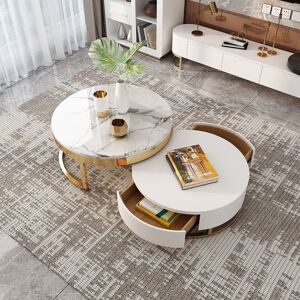 Canora Grey Jeffersonville 2 Piece Coffee Table Set White 43cm H X 80cm W X 80cm D