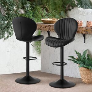 George Oliver Bar Stools Set of 2 Modern Swivel Bar Chairs, Barstools Counter Height with High Backrest Easy 3-5 Minute Assembly for Bar, Kitchen, Dining Room Black 49cm W X 40cm D