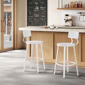 Borough Wharf Bar Stools Set Of 2, Bar Chairs, Breakfast Stools, Kitchen Island Stools, Counter Stools With Footrest And Backrest, Metal Frame + Mdf Seat And Back, White 89cm H X 51.5cm W X 51.5cm D