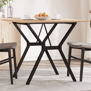 DEvidaxl vidaXL Dining Table Y-Frame Solid Wood Pine and Steel Brown, white and pink 75cm H x 80cm L x 80cm W