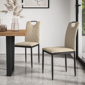 George Oliver Monza Fabric Dining Chair Modern Padded Seat Metal Legs Kitchen Matte Black/Beige Velvet 36.2cm H X 17.9cm W X 22.8cm D