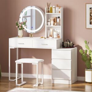 17 Stories Remiyah Dressing Table with Mirror White 131cm H X 105cm W X 40cm D